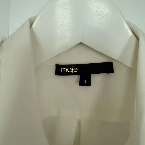 NWOT MAJE Bead-embellished Cropped Shirt in Cotton